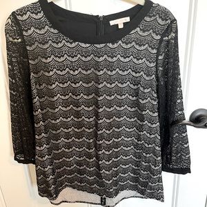 Skies Are Blue black & white blouse Medium